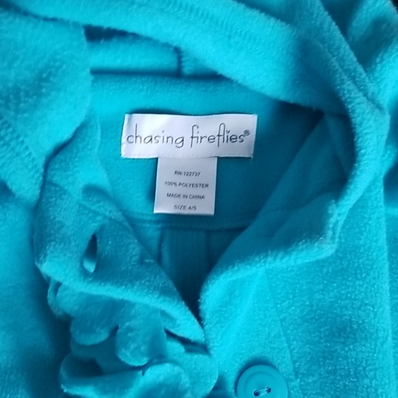 Chasing Fireflies Teal Fleece Cape Capelet SO CUTE - Picture 3 of 3